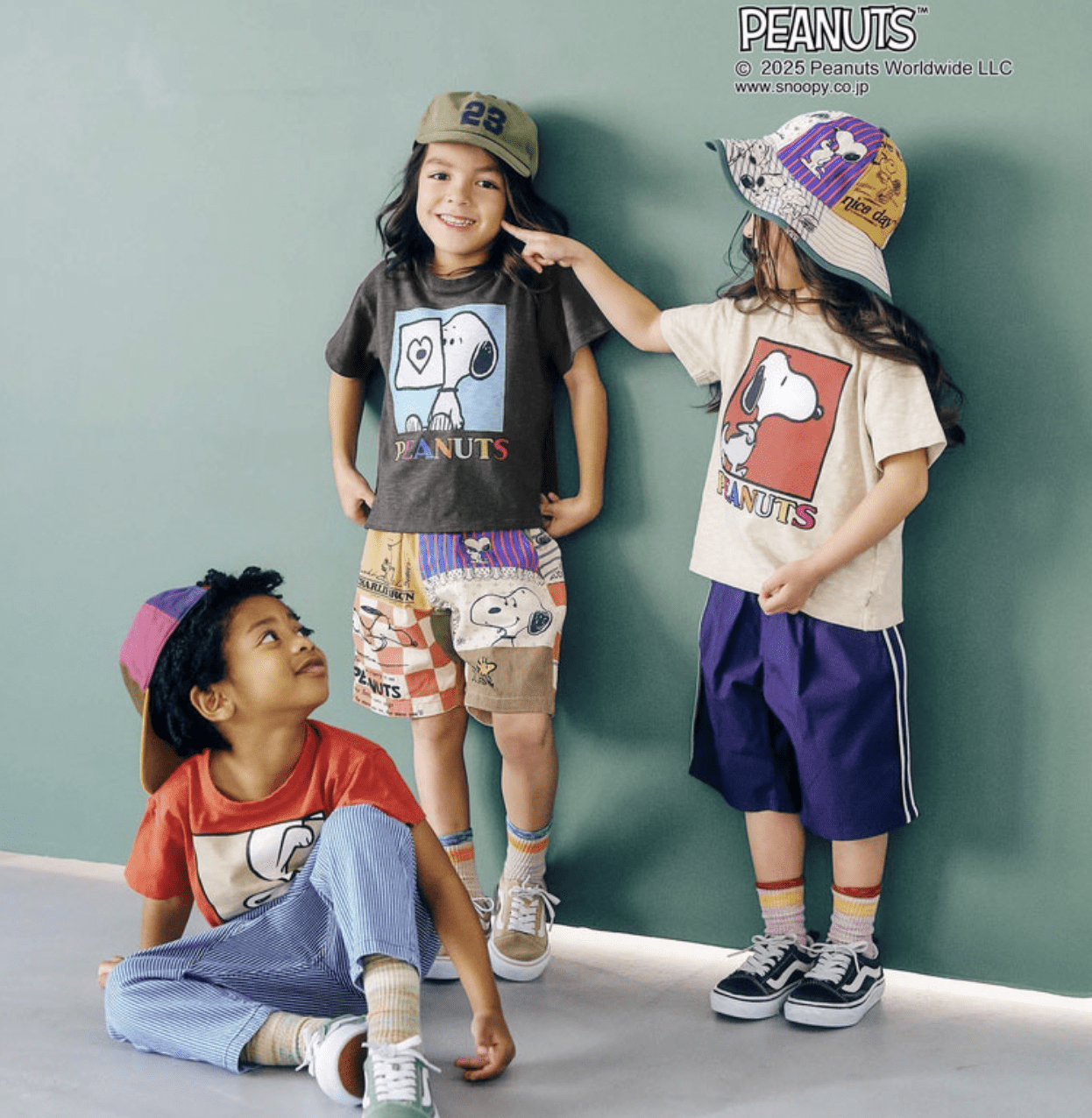 日本直送F.O.KIDS PEANUTS Collaboration Fade Patterns Tee HLY & CHOCCICO