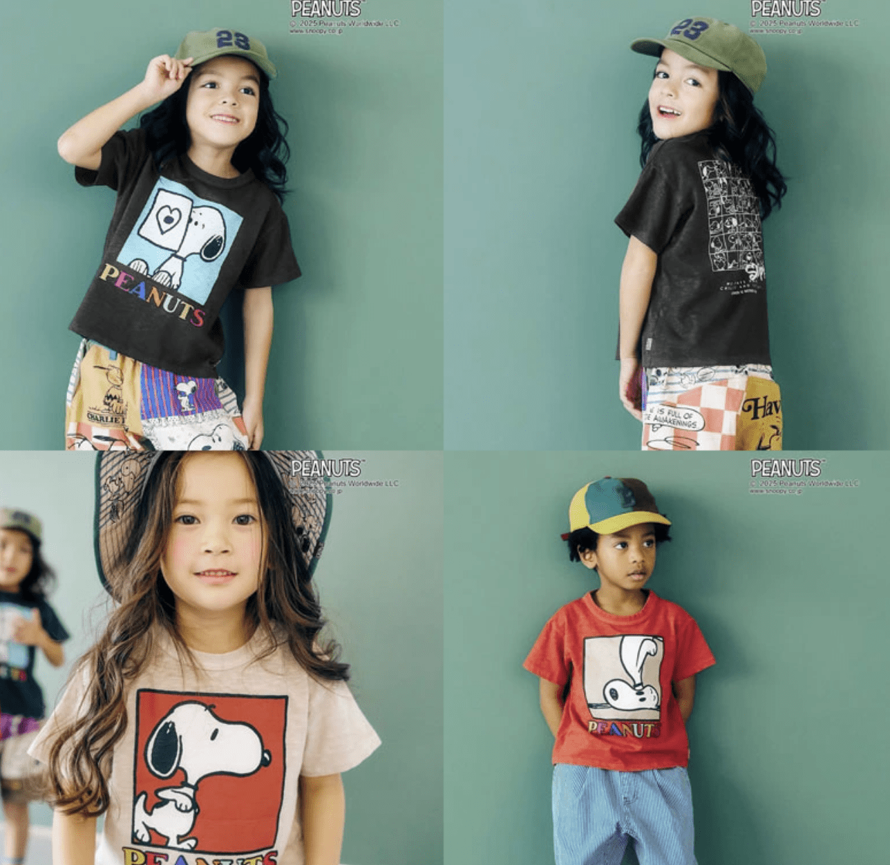 日本直送F.O.KIDS PEANUTS Collaboration Fade Patterns Tee HLY & CHOCCICO