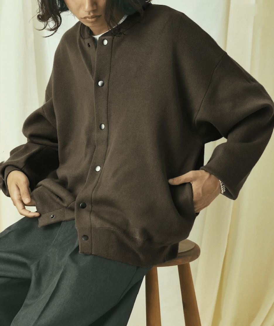 日本直送 限量版 FREAK'S STORE SweatLike Knit Crew Neck Snap Cardigan - HLY & CHOCCICO