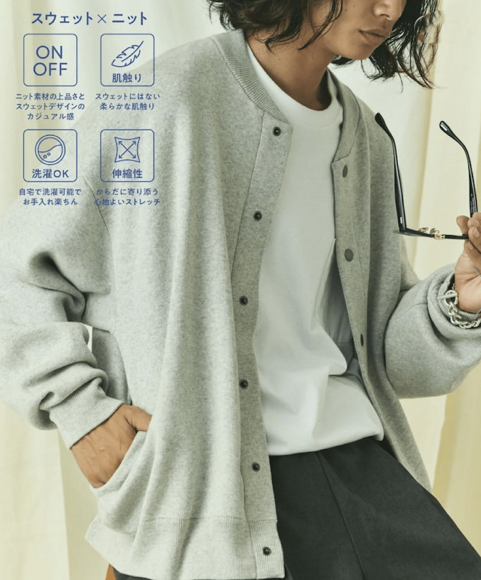 日本直送 限量版 FREAK'S STORE SweatLike Knit Crew Neck Snap Cardigan - HLY & CHOCCICO