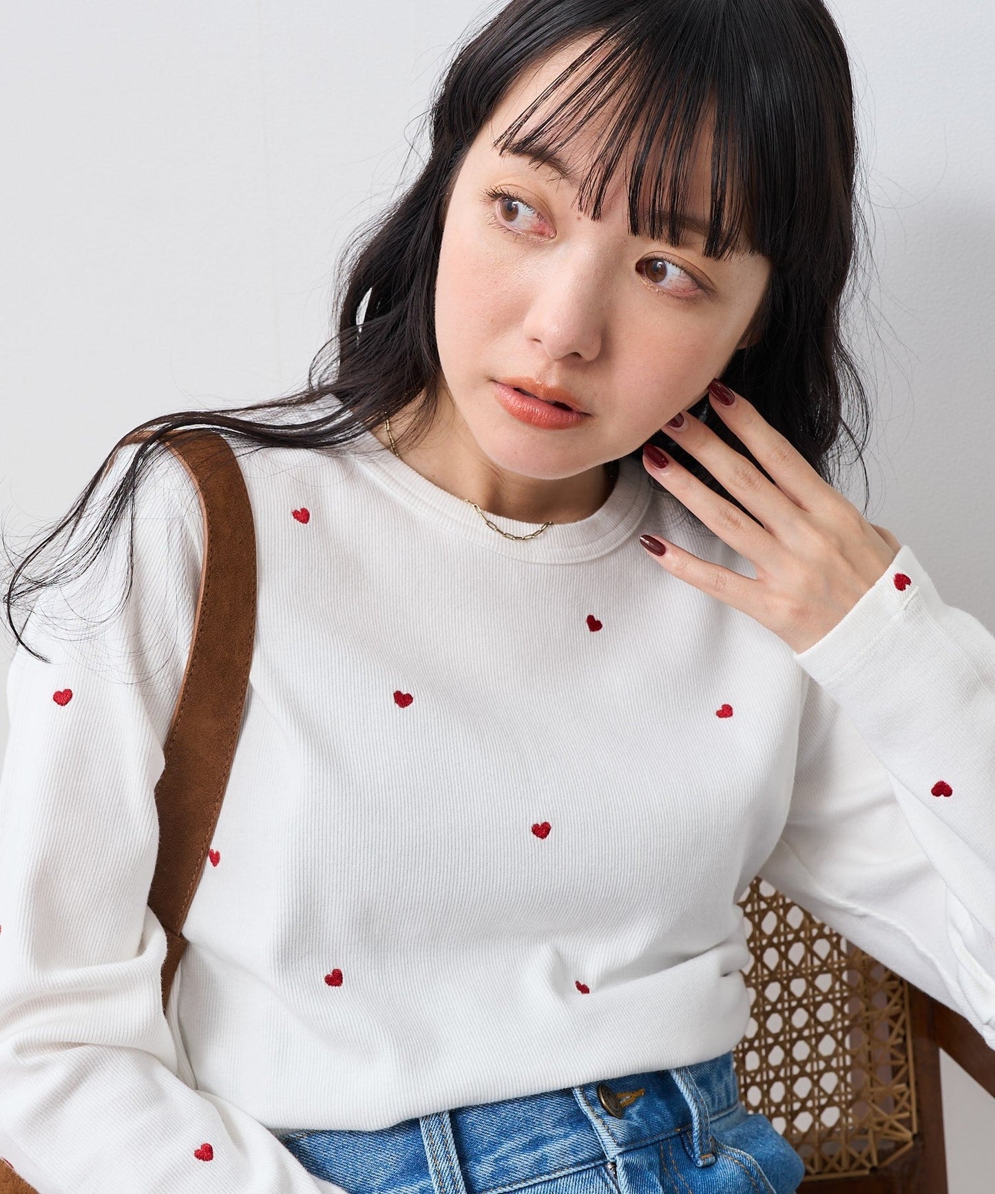 FS Mini Heart Embroidered Long Sleeve T-Shirt HLY & CHOCCICO