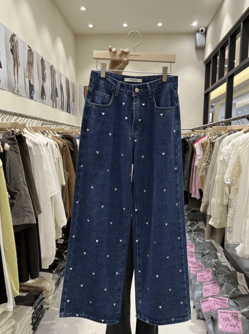 韓國直送Heartfelt Denim Trousers - HLY & CHOCCICO