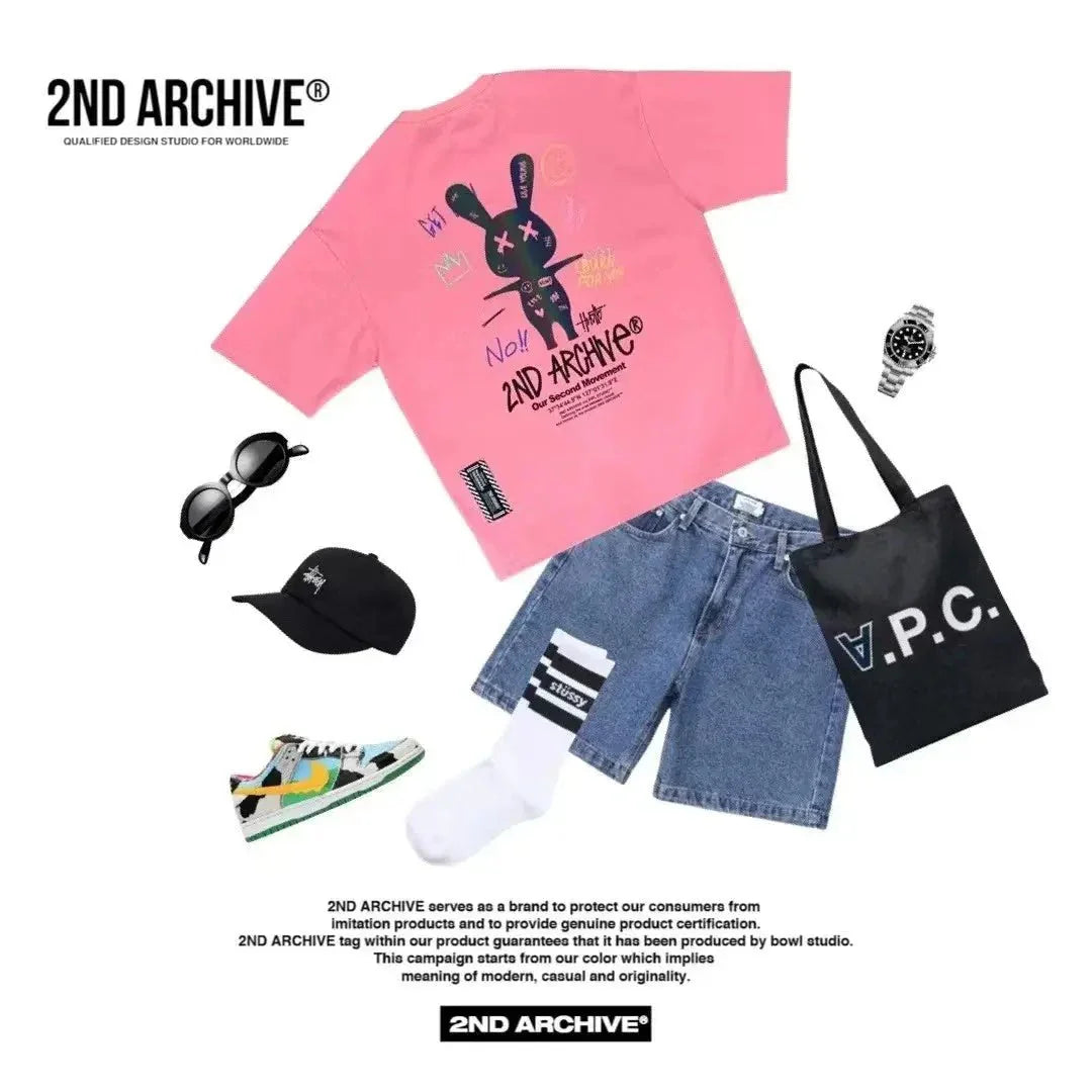 韓國直送🇰🇷 2ND ARCHIVE Doodle Rabbit Scotch T-shirt -4 Color - HLY & CHOCCICO