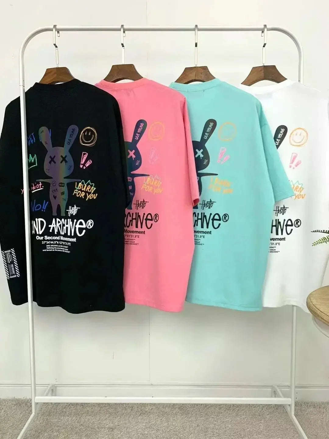 韓國直送🇰🇷 2ND ARCHIVE Doodle Rabbit Scotch T-shirt -4 Color - HLY & CHOCCICO