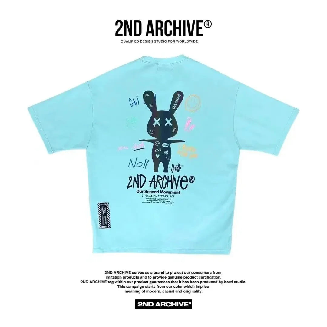 韓國直送🇰🇷 2ND ARCHIVE Doodle Rabbit Scotch T-shirt -4 Color - HLY & CHOCCICO