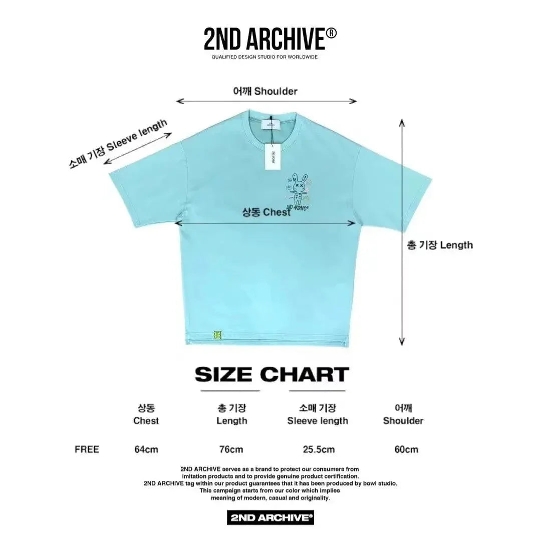 韓國直送🇰🇷 2ND ARCHIVE Doodle Rabbit Scotch T-shirt -4 Color - HLY & CHOCCICO