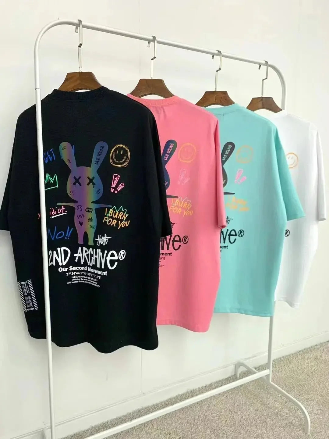 韓國直送🇰🇷 2ND ARCHIVE Doodle Rabbit Scotch T-shirt -4 Color - HLY & CHOCCICO