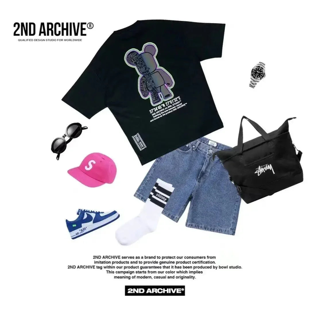 韓國直送🇰🇷 2ND ARCHIVE Half Bear T-shirt - 4 Color - HLY & CHOCCICO