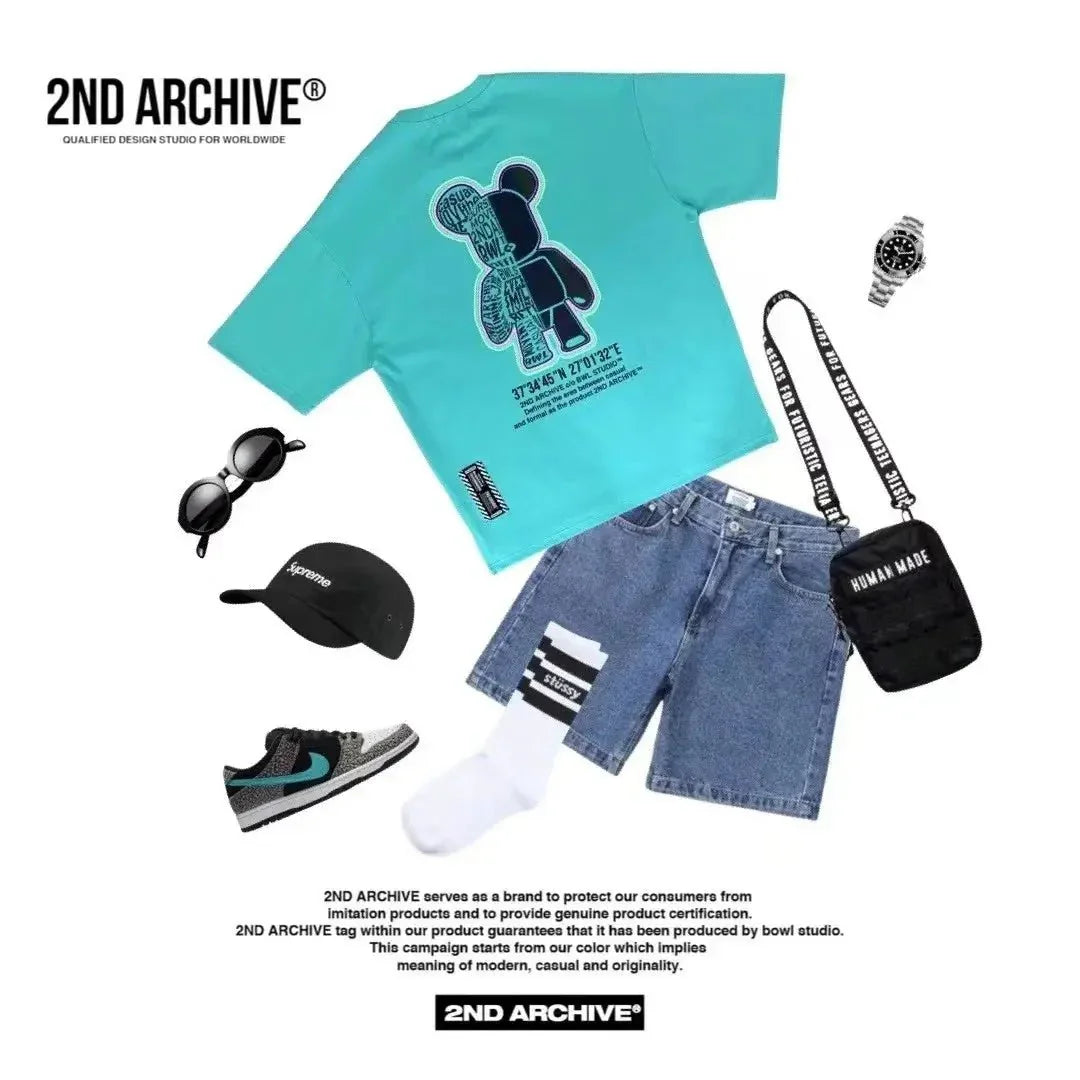韓國直送🇰🇷 2ND ARCHIVE Half Bear T-shirt - 4 Color - HLY & CHOCCICO