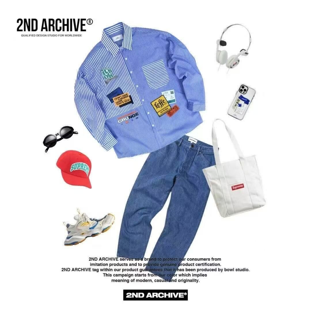 韓國直送 2ND ARCHIVE Label Patch Print Shirt - HLY & CHOCCICO