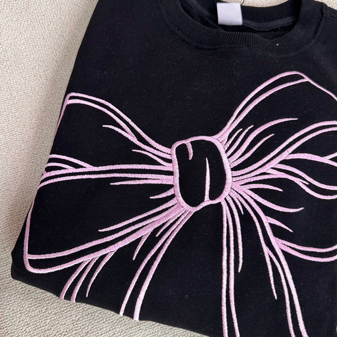 韓國潮牌RonRon Embroidered line bow sweatshirt - 5 Color - HLY & CHOCCICO