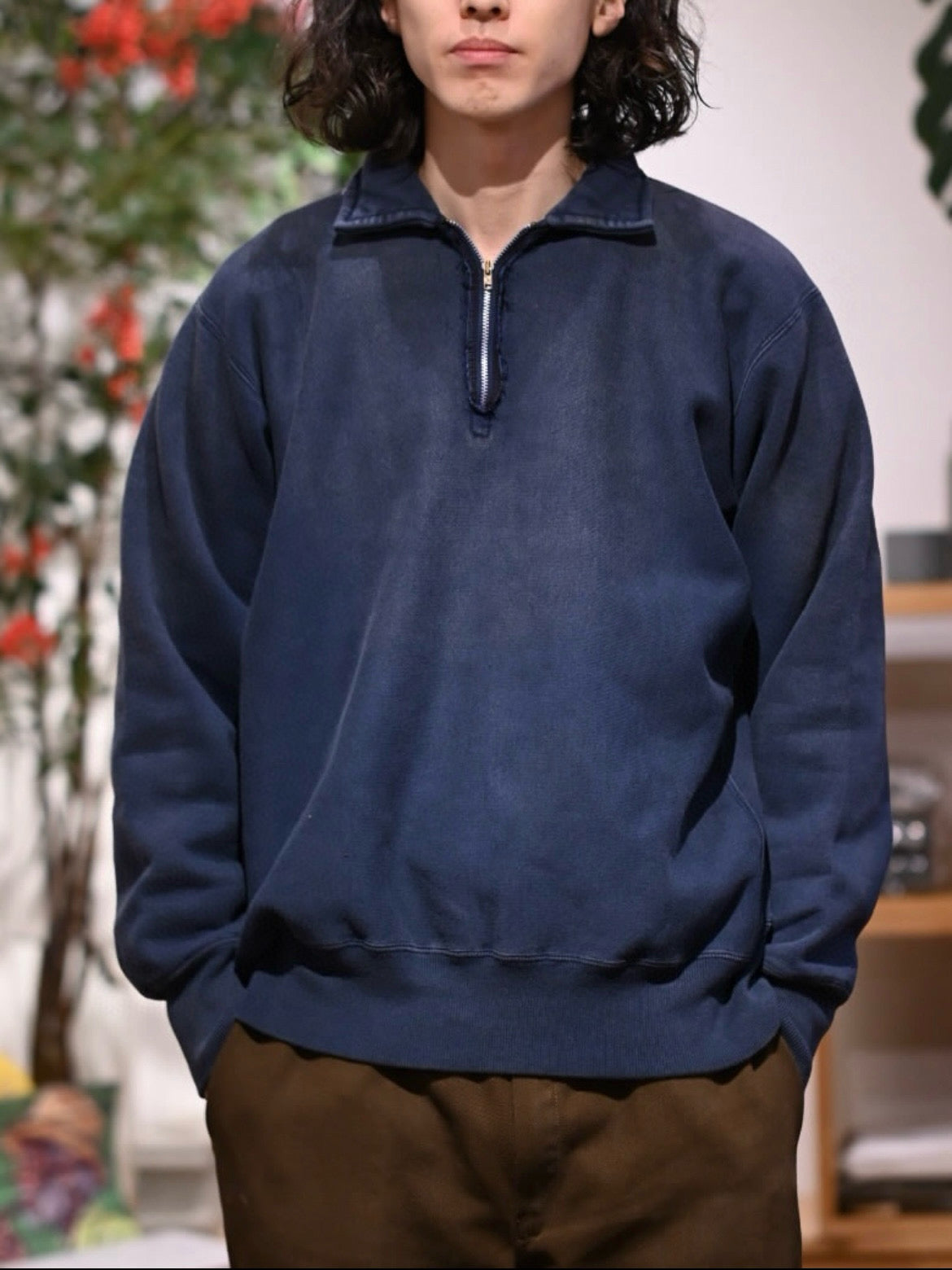 A.PRESSE Vintage Half Zip Sweat Shirt - HLY & CHOCCICO