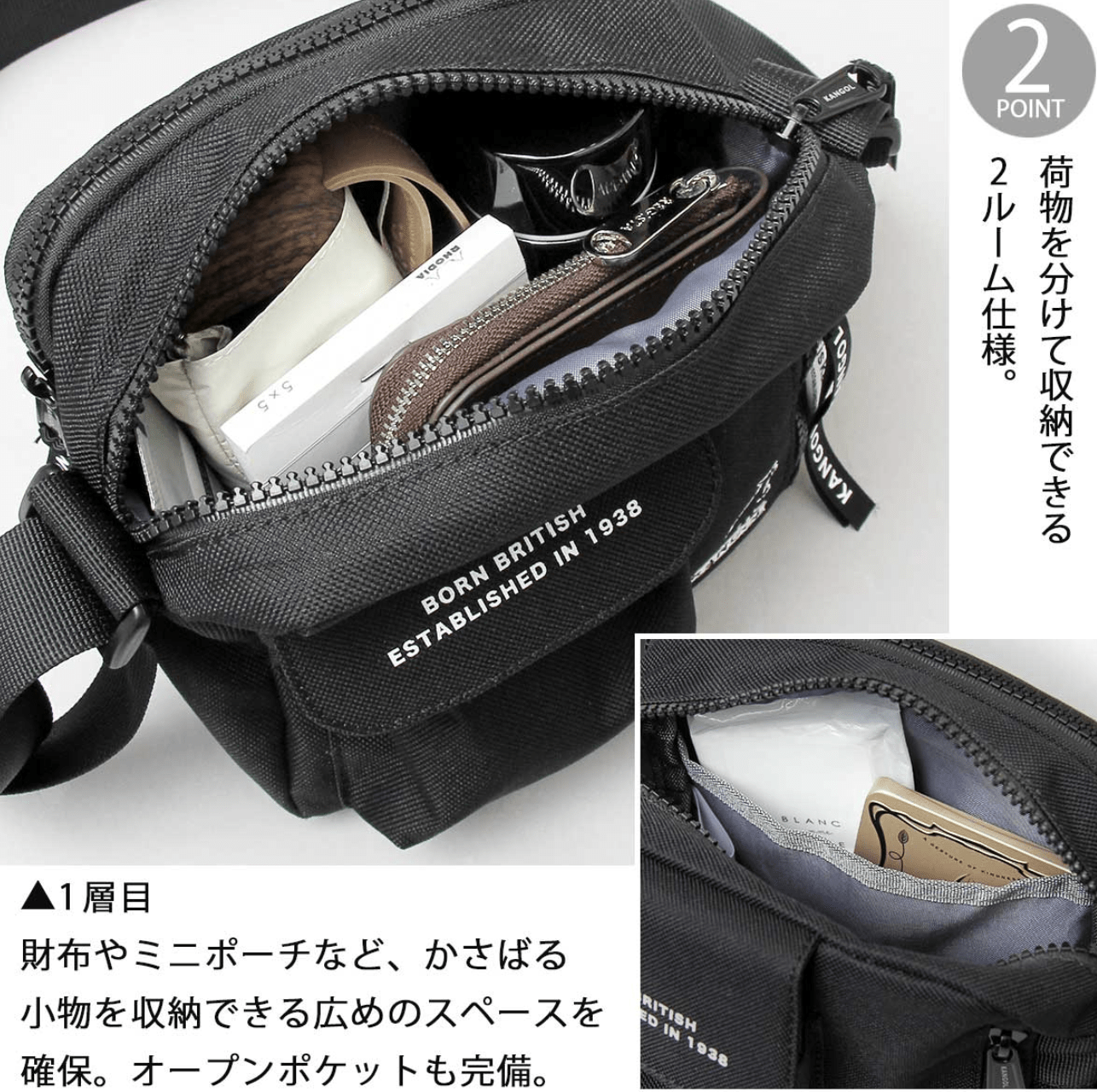 日本直送Kangol 2L Layer Type Square Shoulder Bag - HLY & CHOCCICO