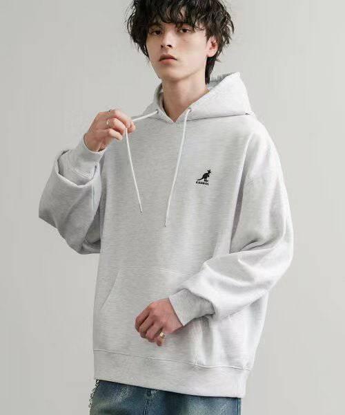 日本直送KANGOL 別注Oversized Brushed Back Logo Embroidered Pull Hoodie - HLY & CHOCCICO