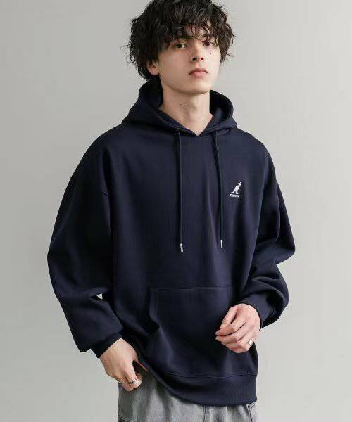 日本直送KANGOL 別注Oversized Brushed Back Logo Embroidered Pull Hoodie - HLY & CHOCCICO