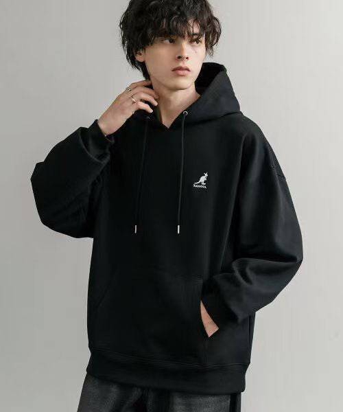 日本直送KANGOL 別注Oversized Brushed Back Logo Embroidered Pull Hoodie - HLY & CHOCCICO