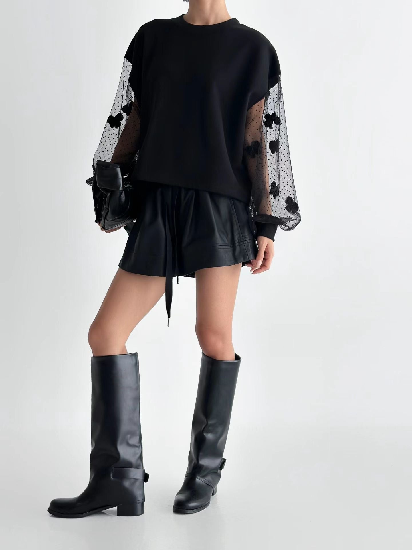 韓國直送Layered Lace Detail Sweater - HLY & CHOCCICO