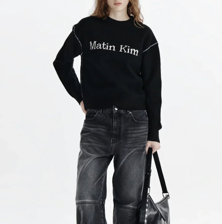 MATIN KIM COLOR LINE POINT LOGO KNIT PULLOVER - HLY & CHOCCICO