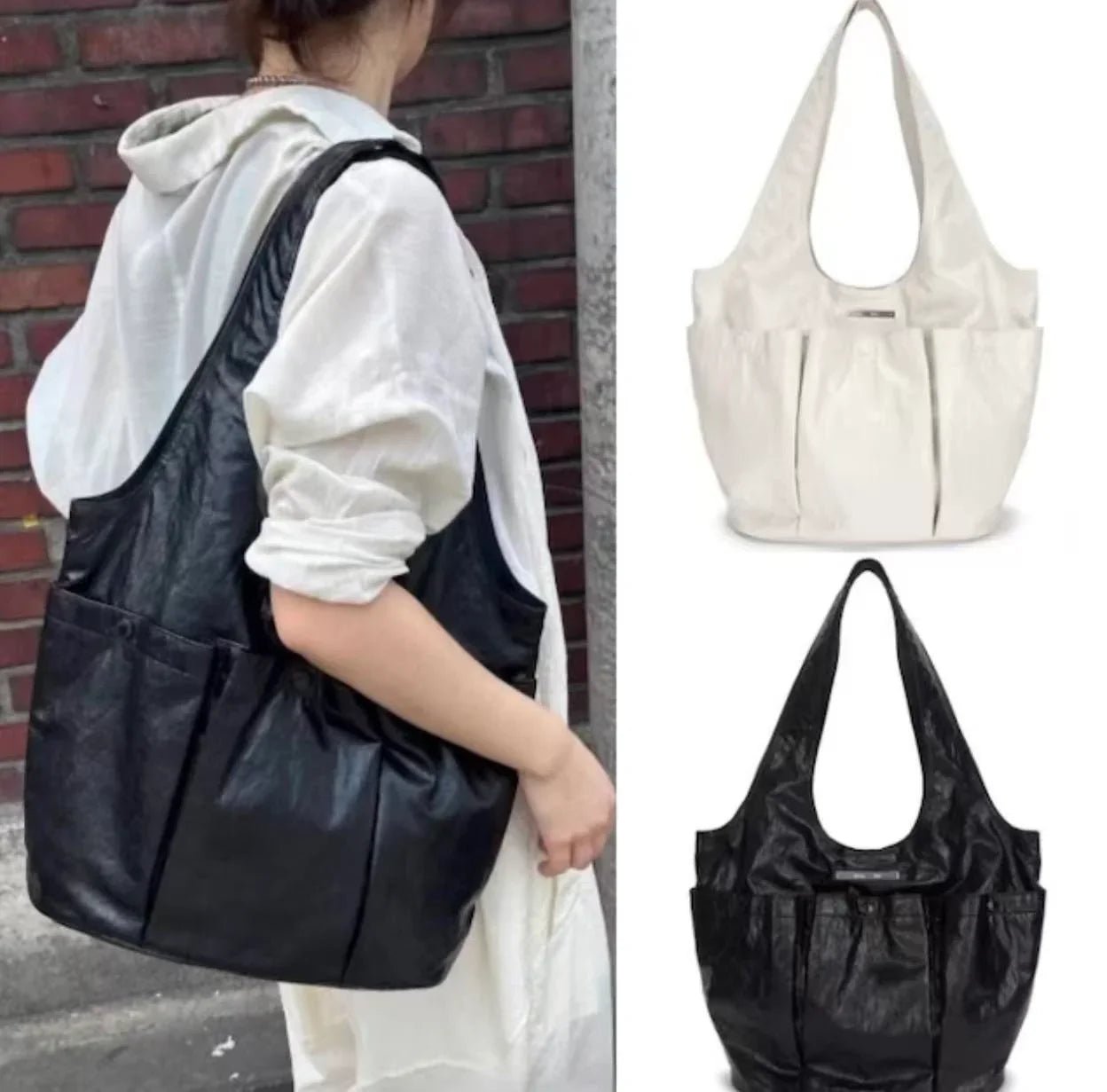 Matin Kim Triple Pocket Wrinkle Shoulder Bag - HLY & CHOCCICO