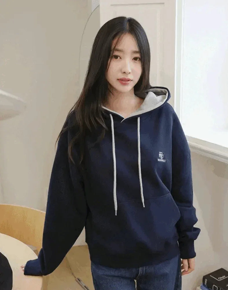 韓國直送MuahMuah Stitch Combi Hoodie - HLY & CHOCCICO