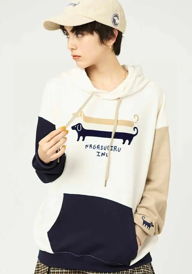 Nagasugiru Dog Big Silhouette Hoodie - HLY & CHOCCICO
