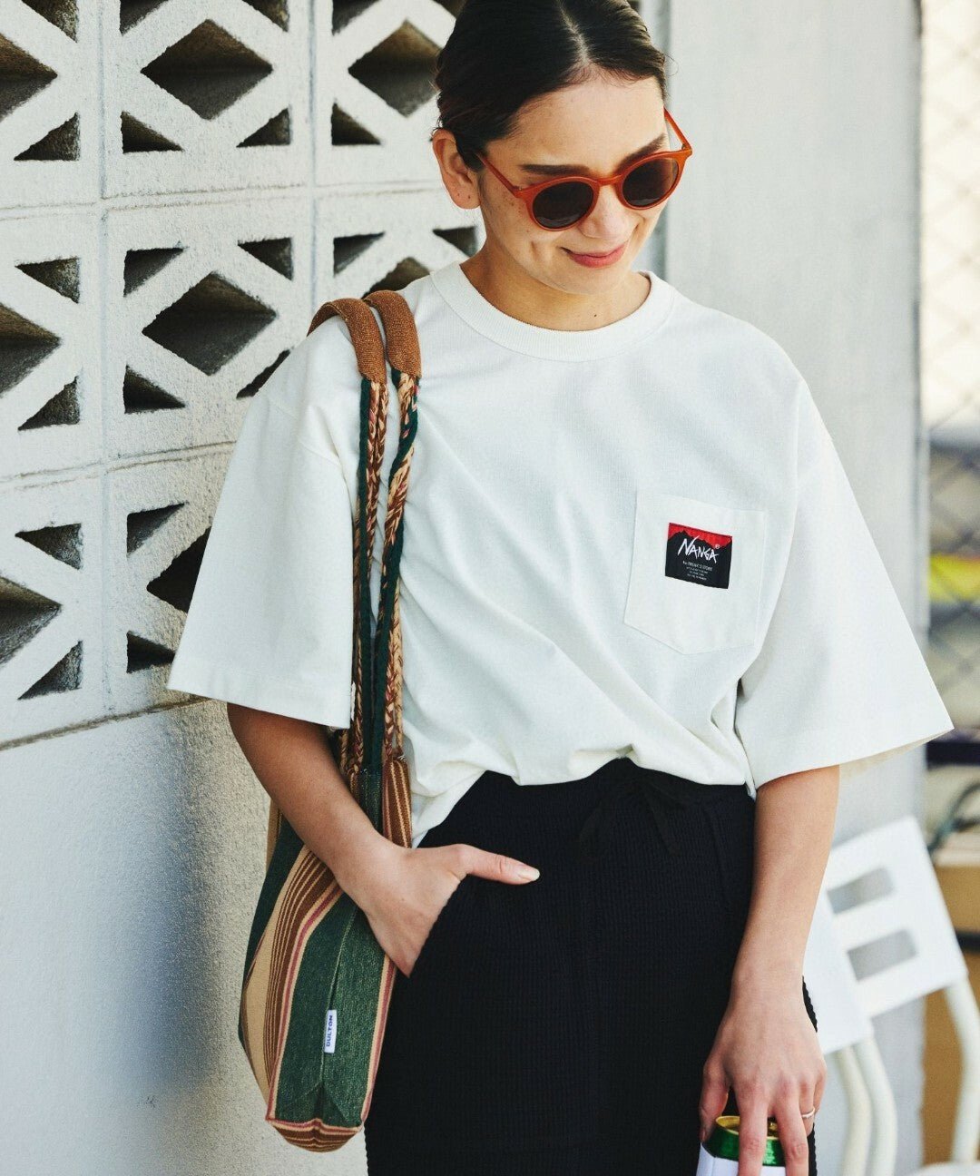 NANGA x Freak's Store 別注 ECO HYBRID LOOSE FIT POCKET TEE - HLY & CHOCCICO