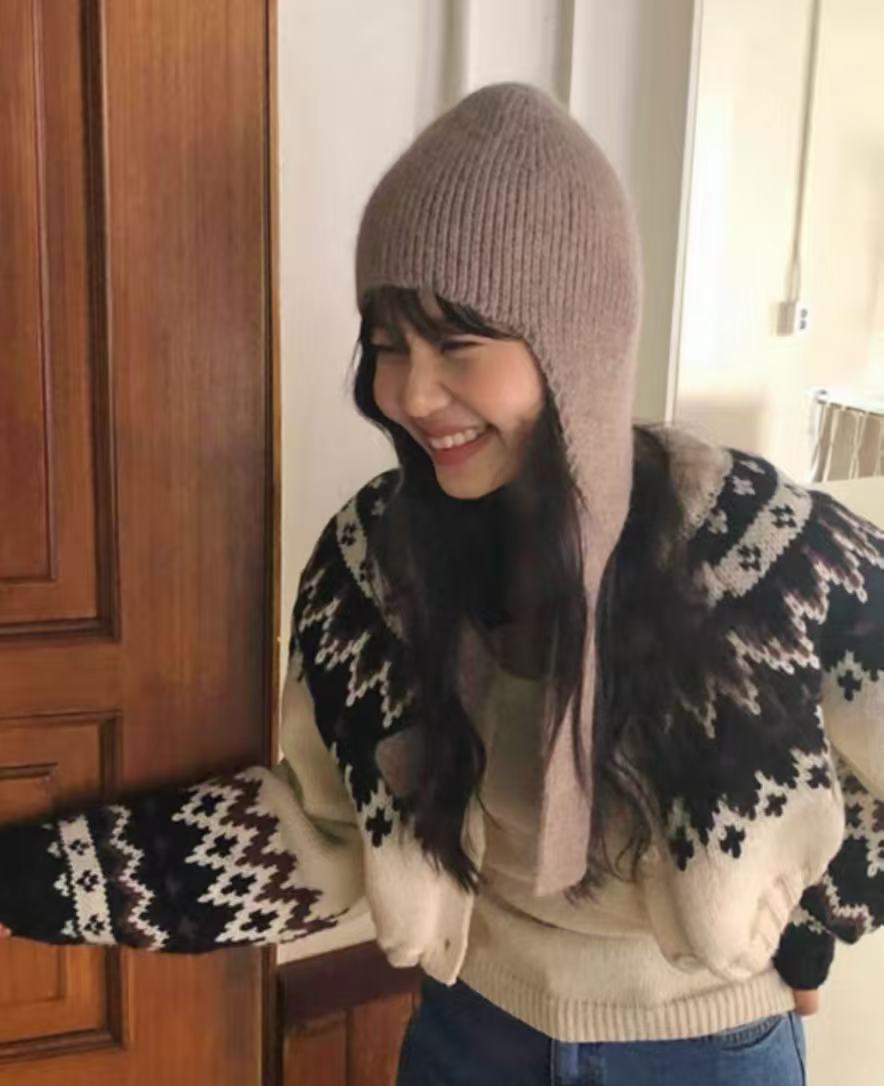 日本直送Nordic Pattern Cropped Length Knit Cardigan - HLY & CHOCCICO