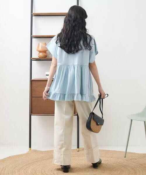 日本直送One-point heart embroidery switching T-shirt