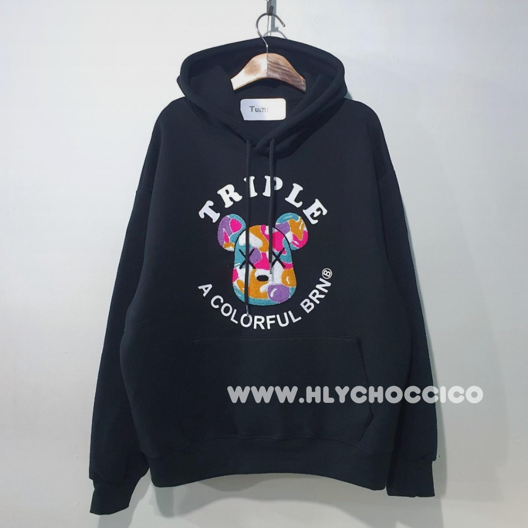 韓國直送Baron Triple Bear Embroidery Hoodie 3 Colors