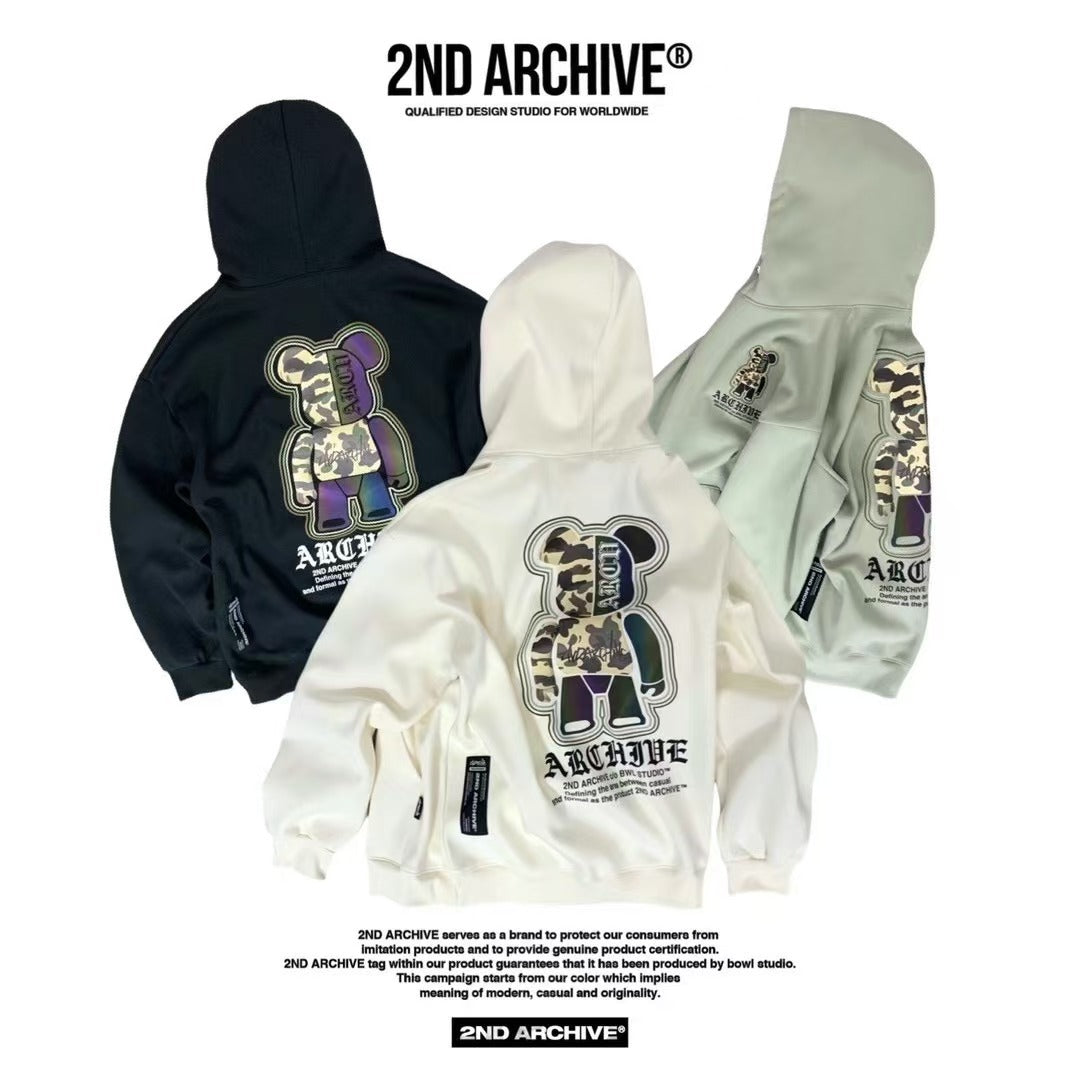 韓國直送🇰🇷 2ND ARCHIVE Camo Bear Scotch Fleece Hoodie