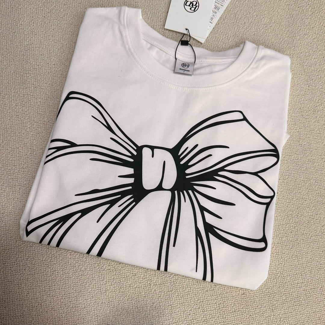 【一口價$282/件】韓國潮牌RonRon BIG RIBBON LINE T SHIRT -5 Color