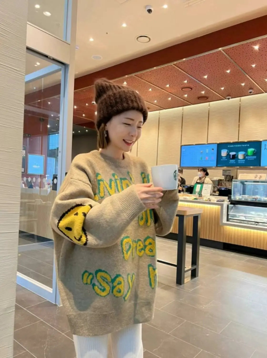 【一口價$418/件】🇰🇷韓國直送🇰🇷 2ND ARCHIVE Smiley Face Elbow Knit Sweater 2ND ARCHIVE