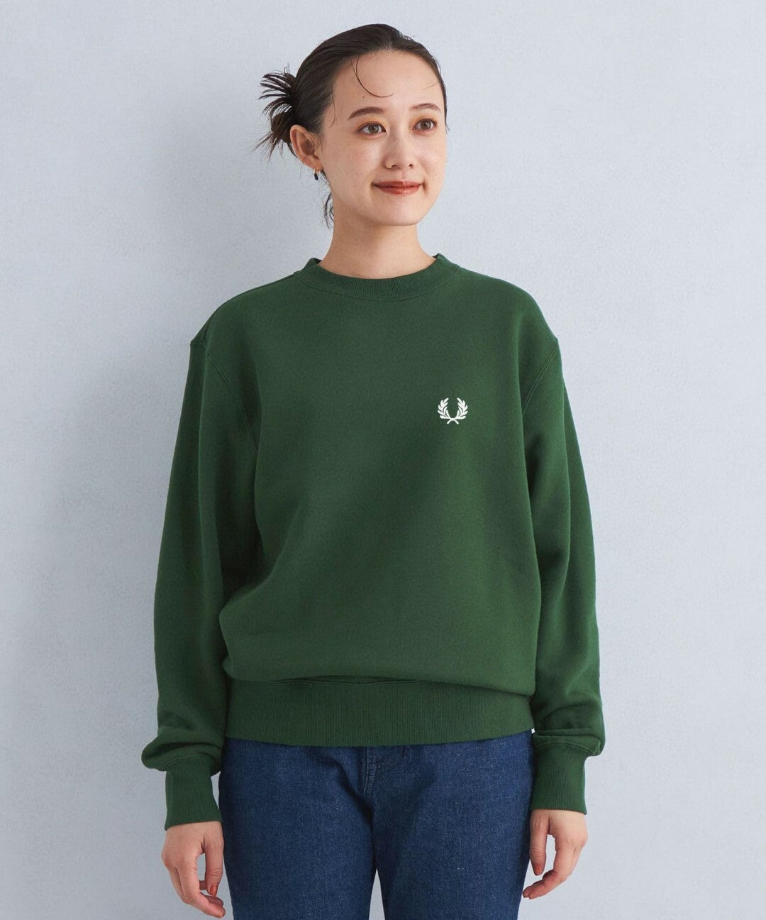 FRED PERRY logo embroidery crew neck sweatshirt