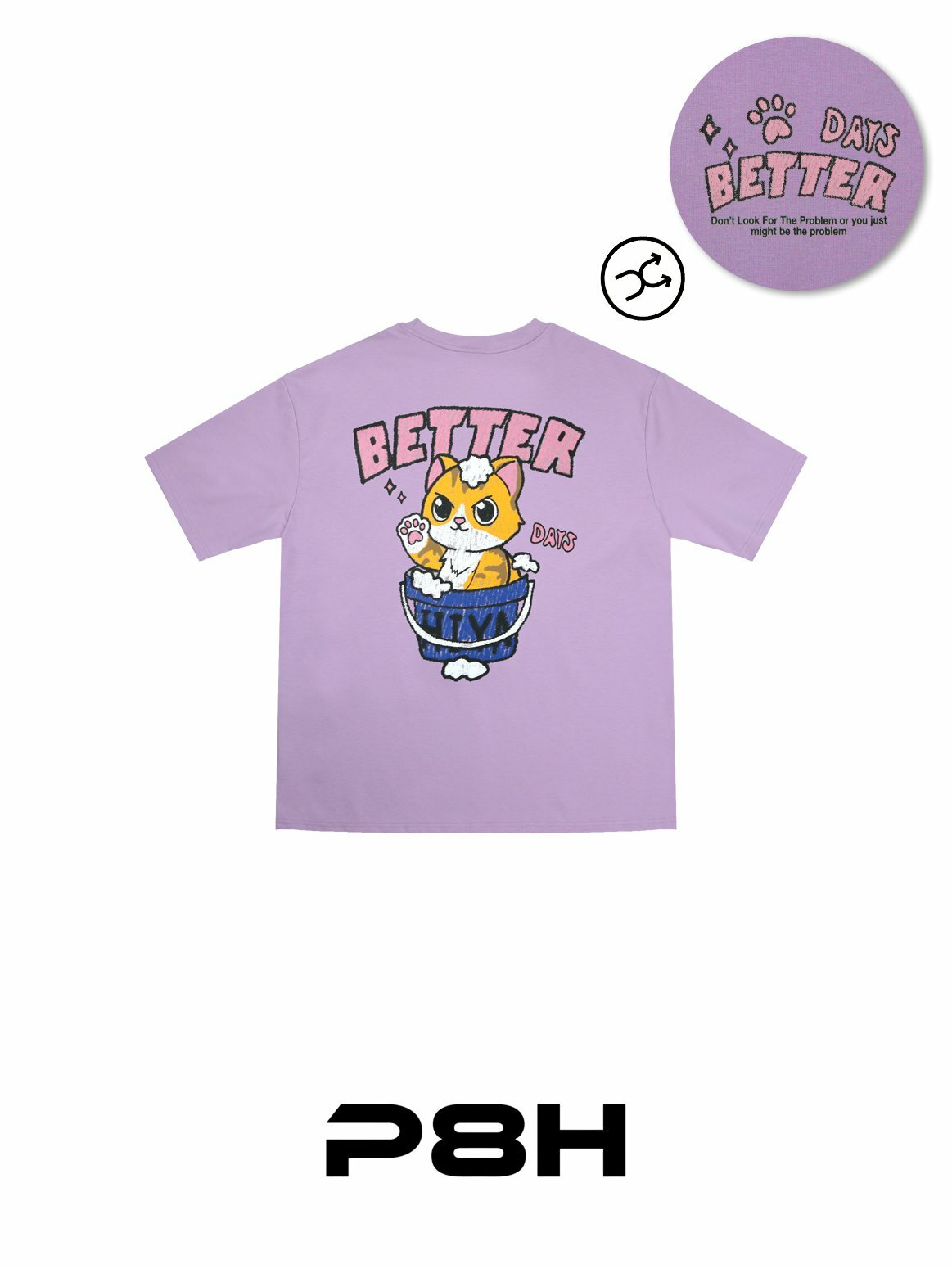 韓國直送 PLUS 82 HIYA Crayon Bubble Cat Short Sleeve