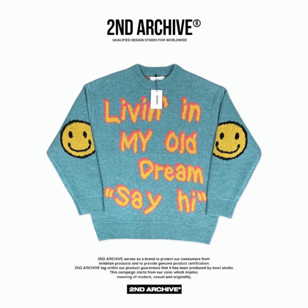 【一口價$418/件】🇰🇷韓國直送🇰🇷 2ND ARCHIVE Smiley Face Elbow Knit Sweater 2ND ARCHIVE
