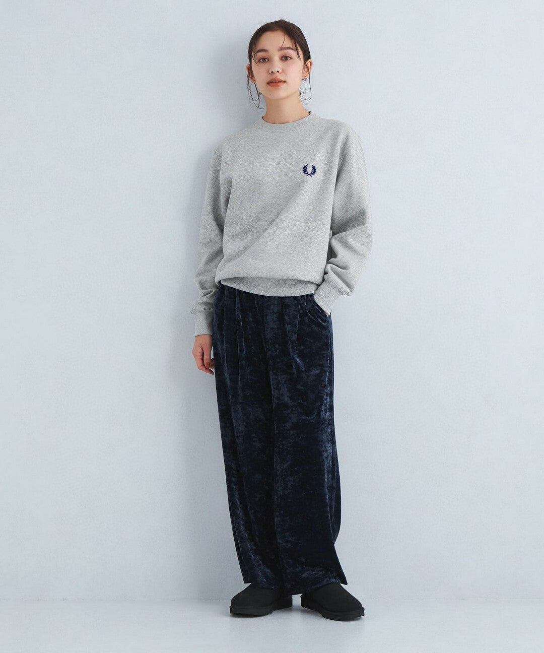 FRED PERRY logo embroidery crew neck sweatshirt