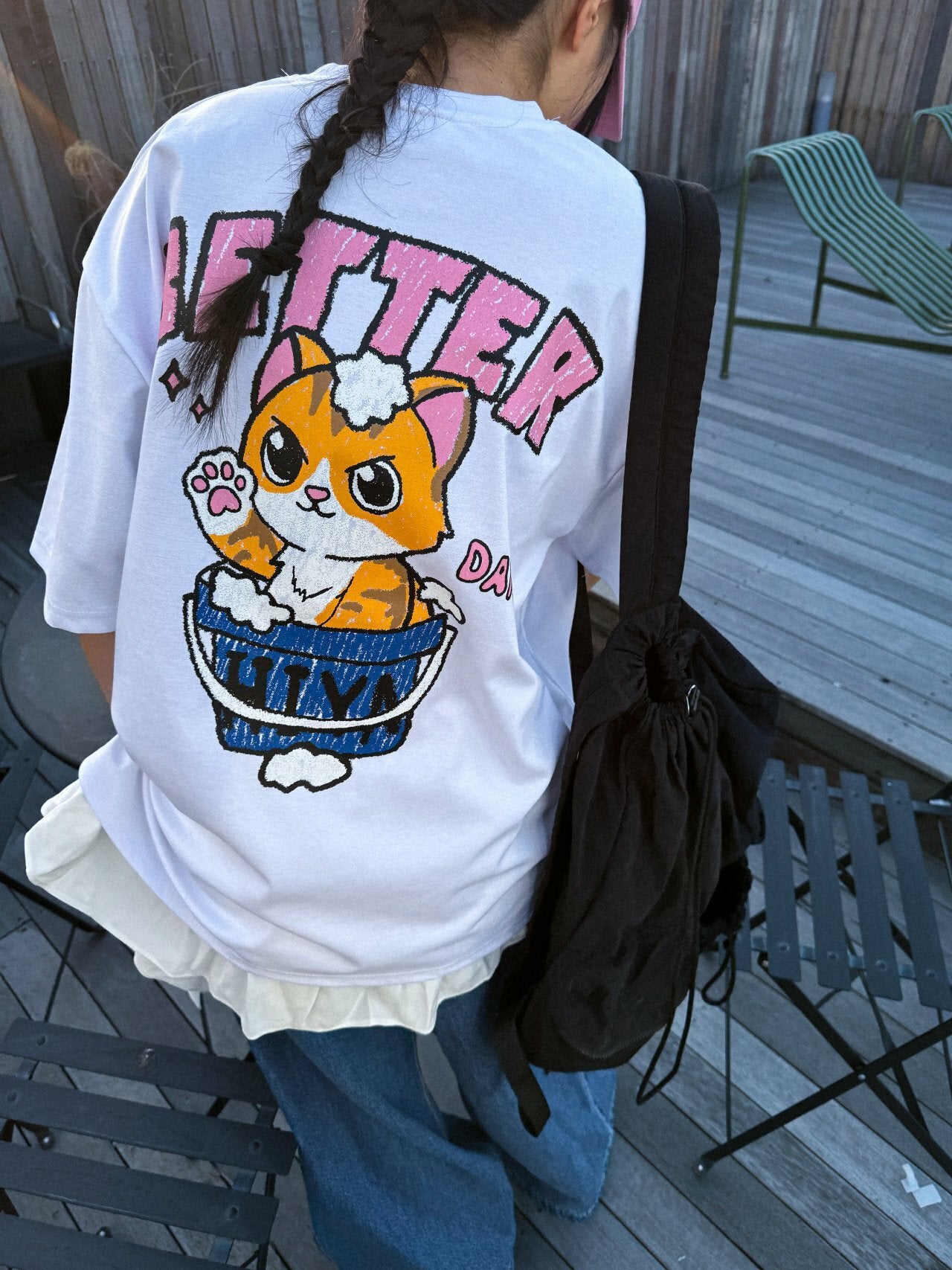 韓國直送 PLUS 82 HIYA Crayon Bubble Cat Short Sleeve