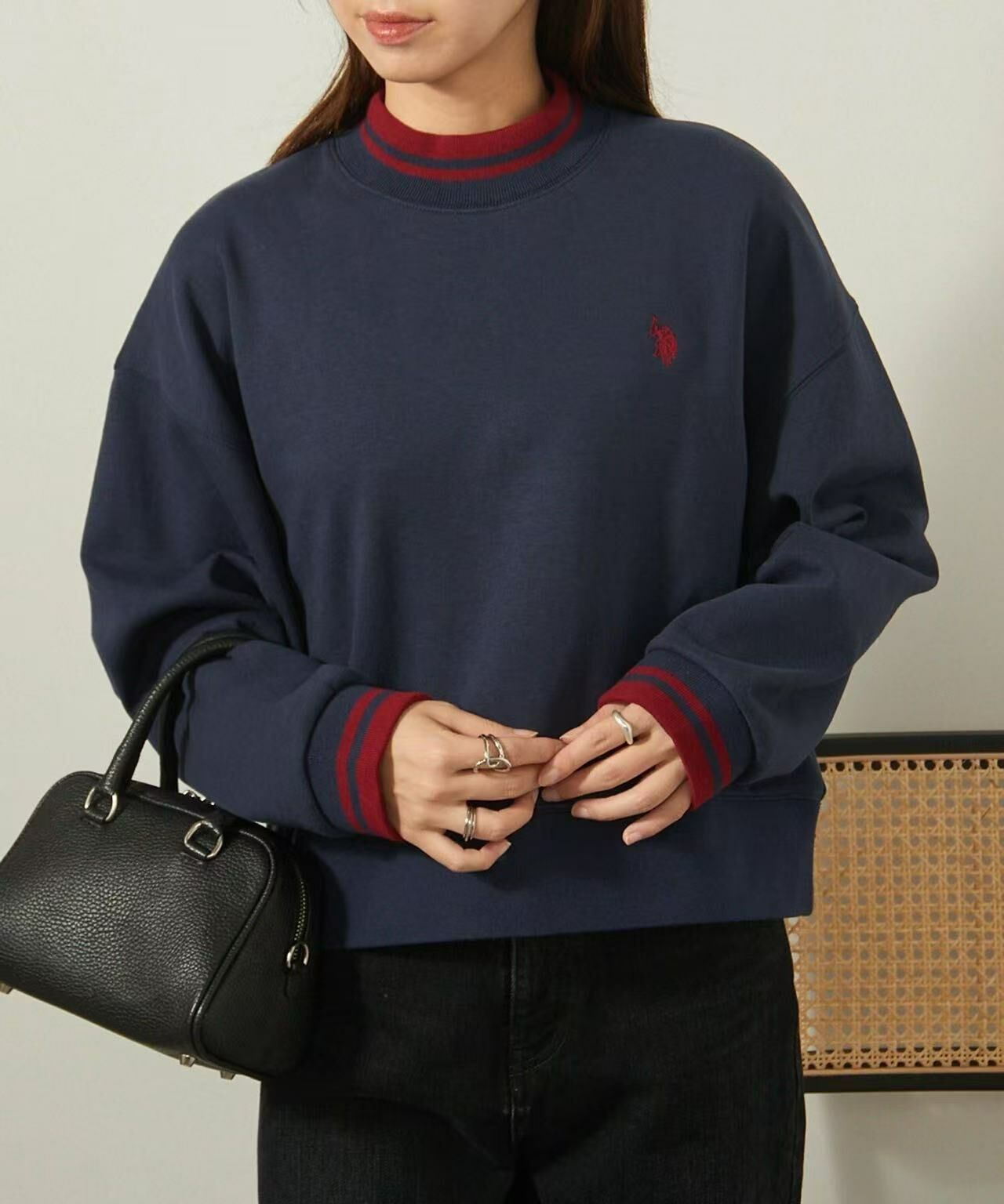 日本直送U.S. POLO ASSN Mock Neck Short Sweat RANAN
