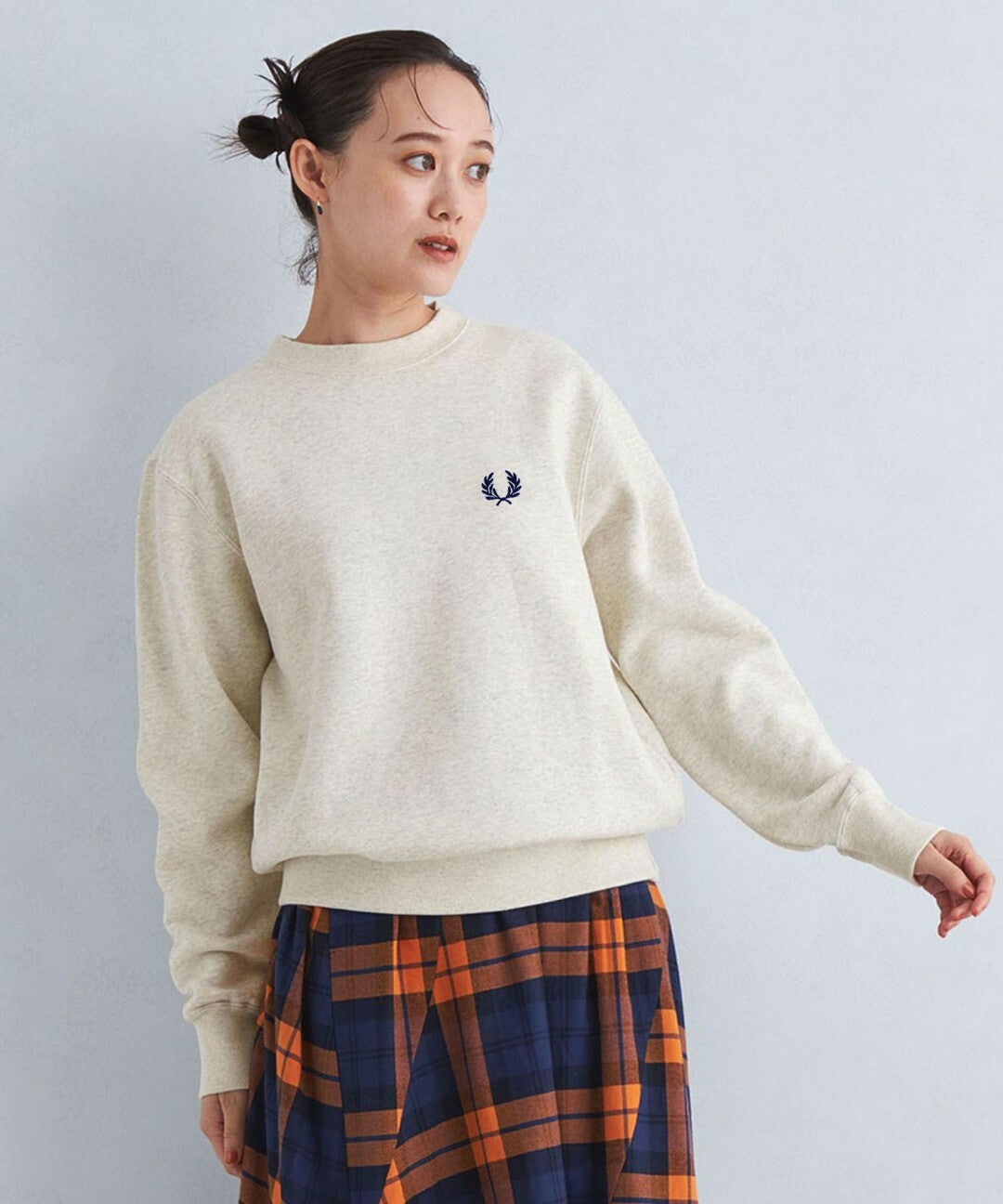FRED PERRY logo embroidery crew neck sweatshirt