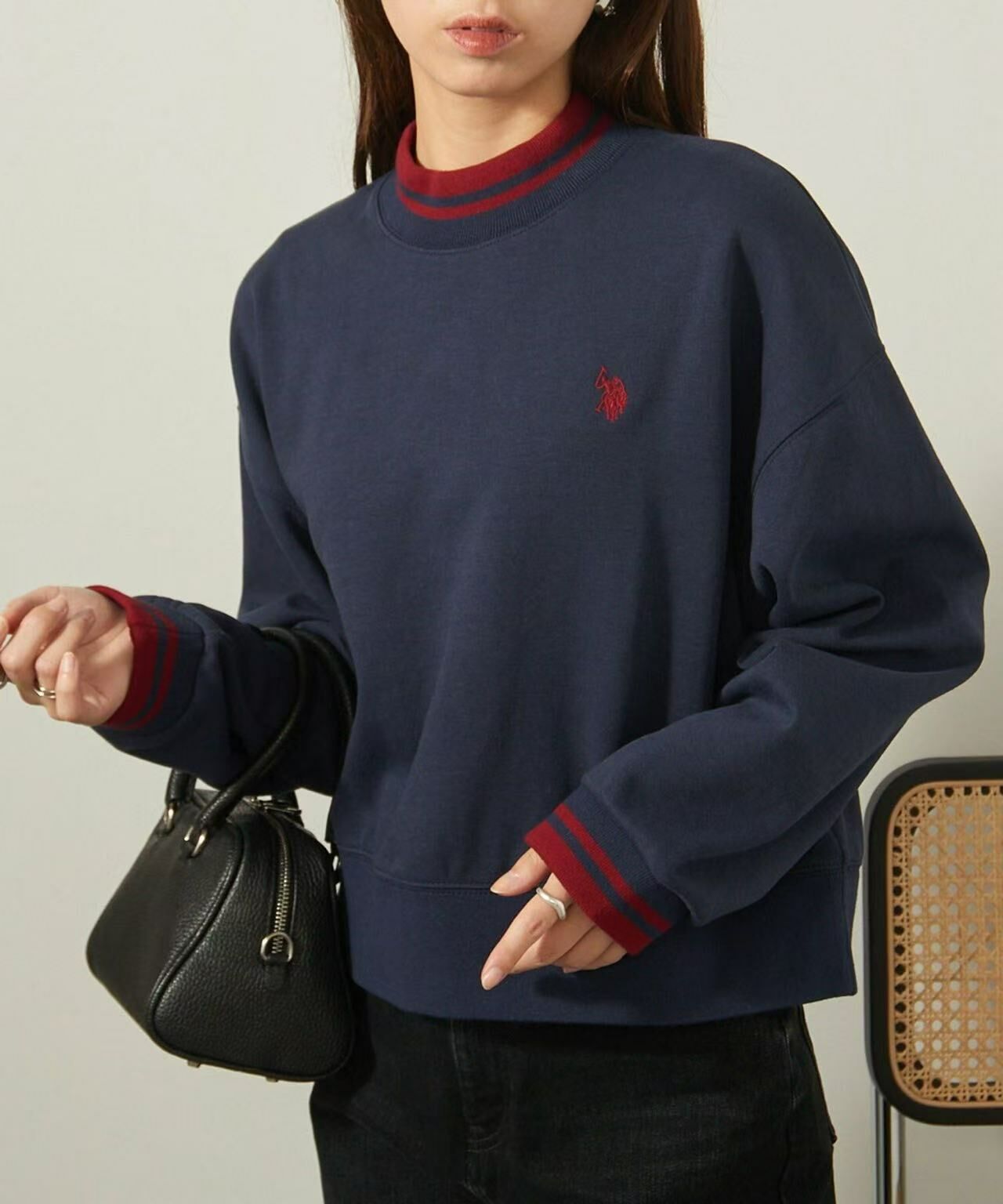 日本直送U.S. POLO ASSN Mock Neck Short Sweat RANAN