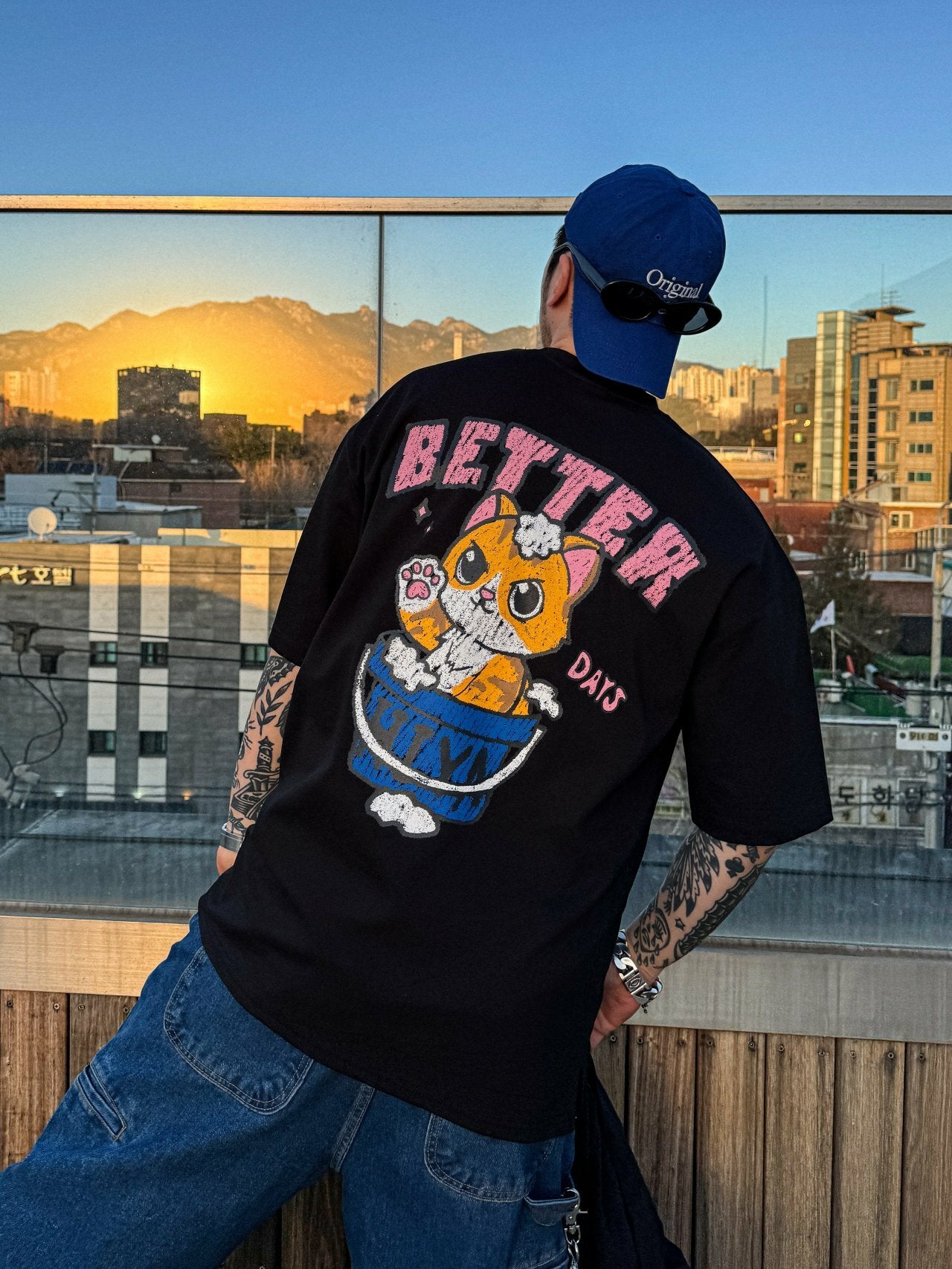 韓國直送 PLUS 82 HIYA Crayon Bubble Cat Short Sleeve