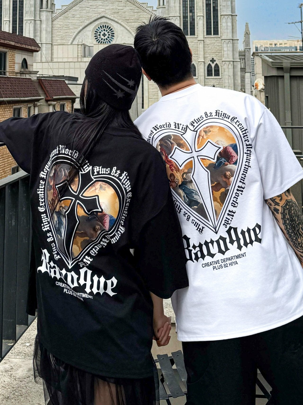 韓國直送 PLUS 82 HIYA Heart Baroque Short Sleeve
