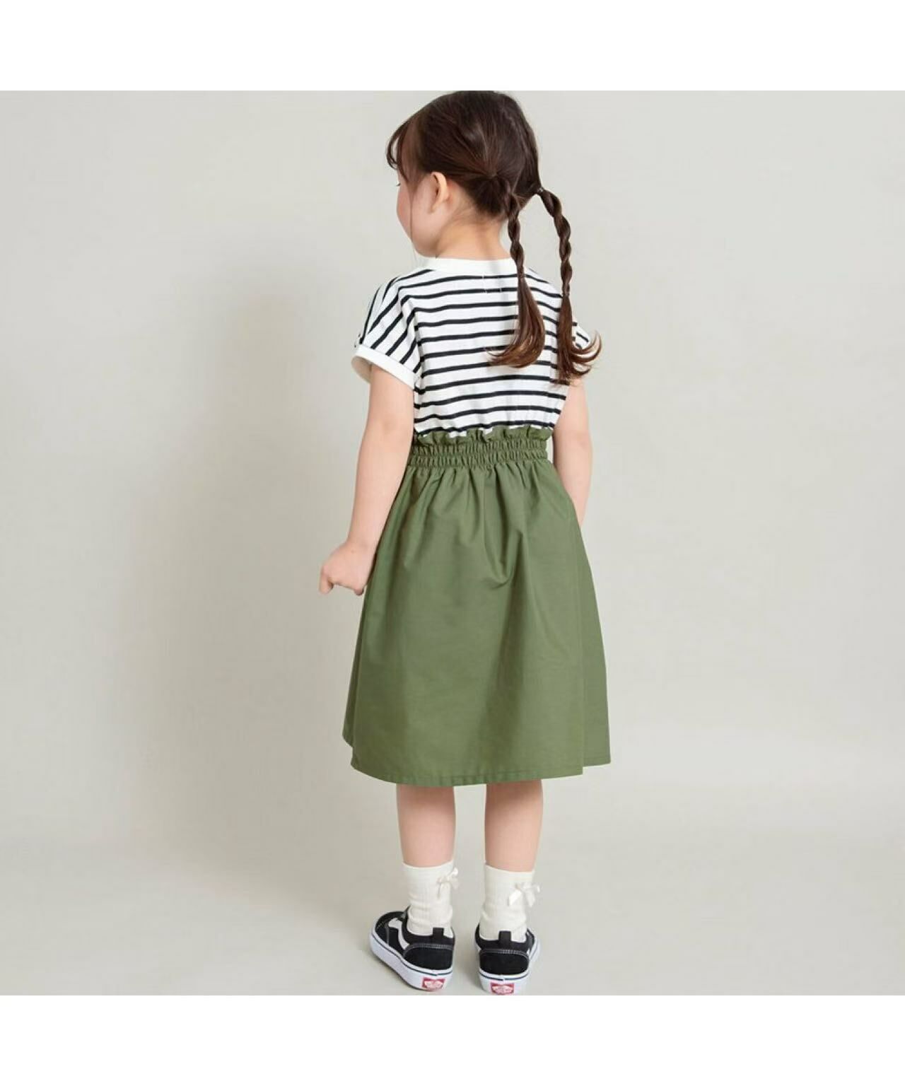 日本直送DRC Branshes Waist-Switched Docking Short-Sleeved Dress