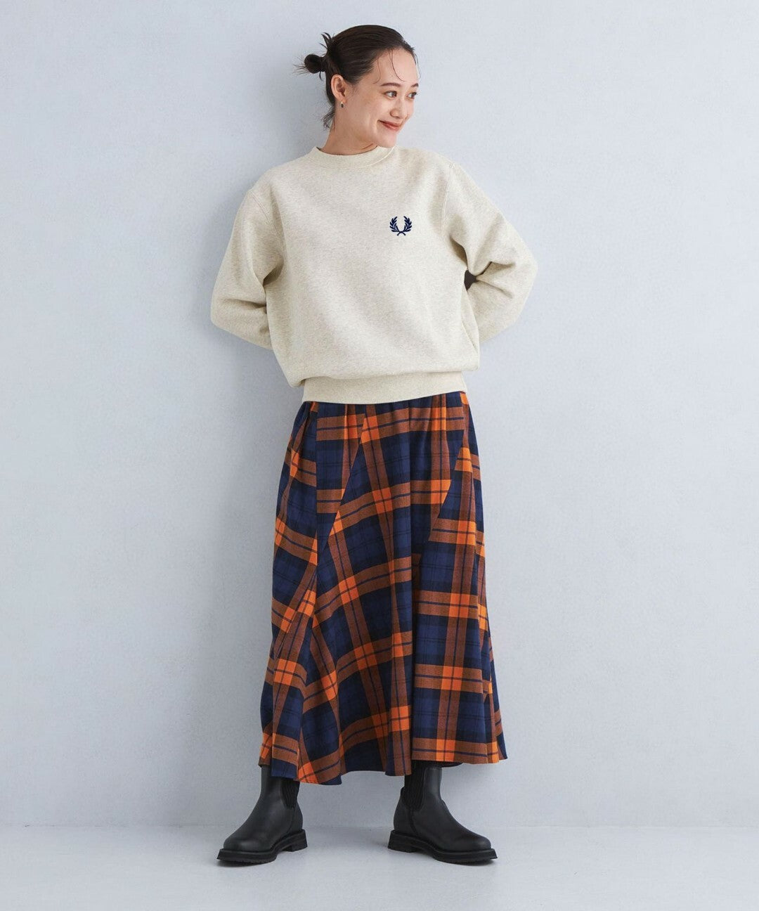 FRED PERRY logo embroidery crew neck sweatshirt