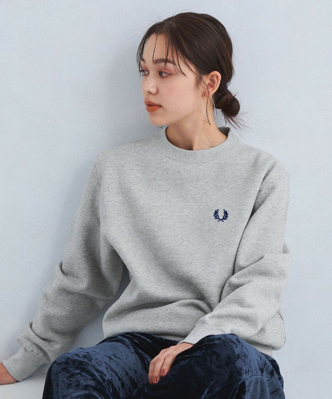 FRED PERRY logo embroidery crew neck sweatshirt