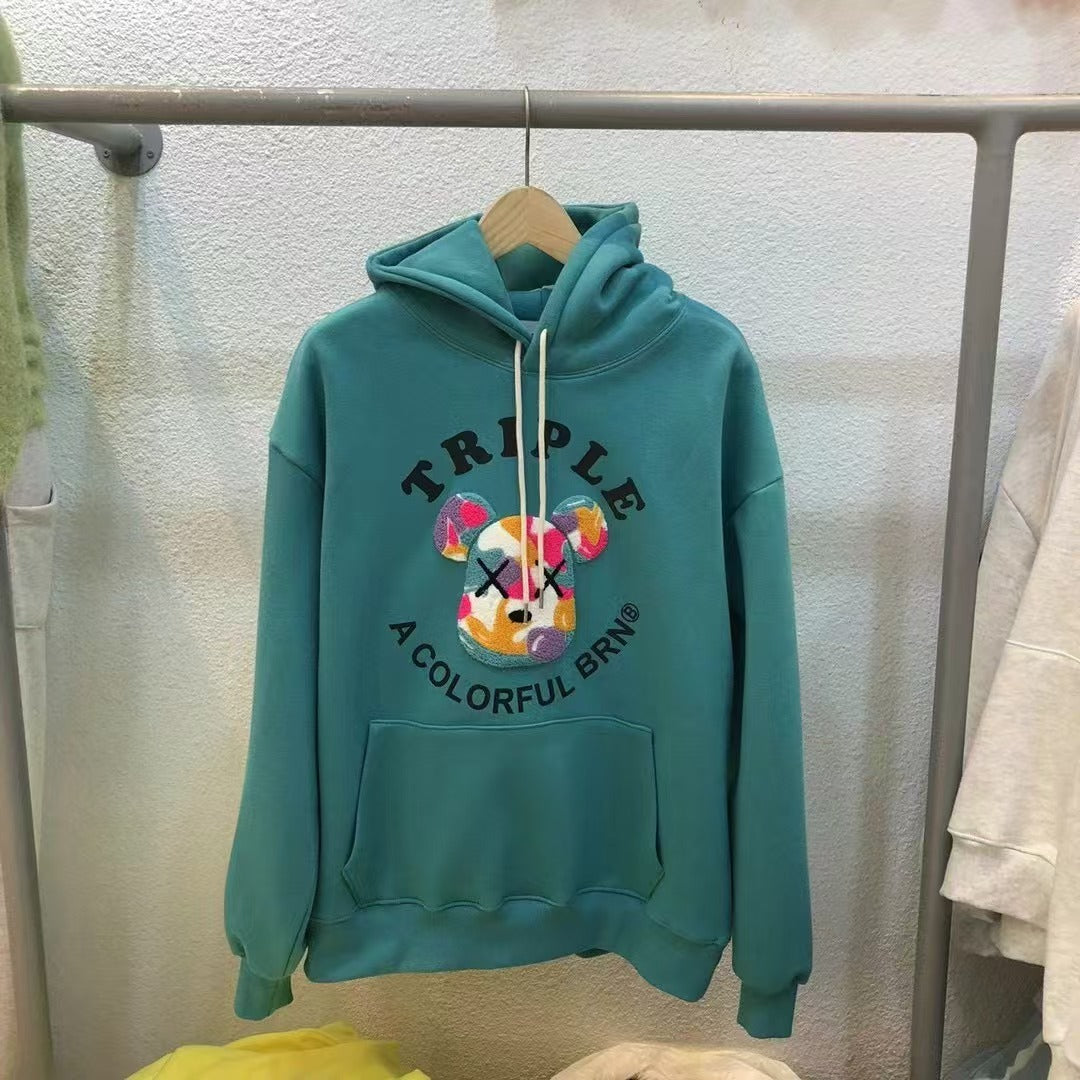 韓國直送Baron Triple Bear Embroidery Hoodie 3 Colors