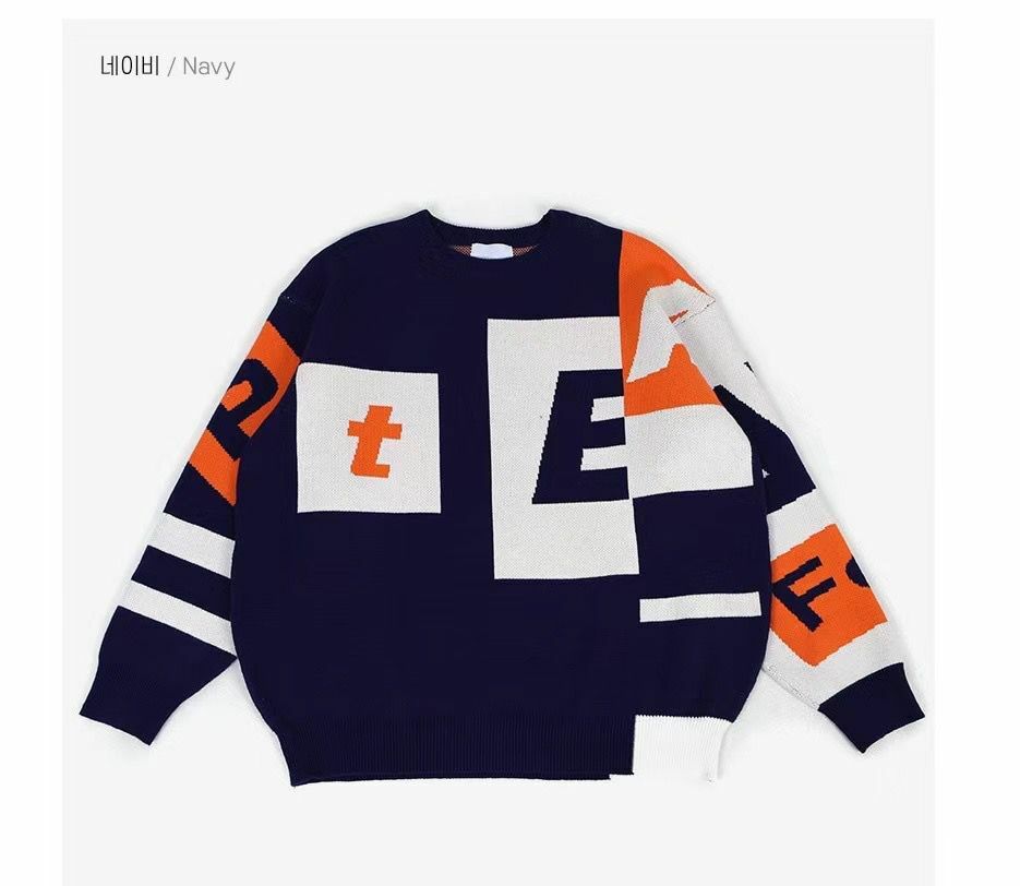韓國直送BARON Box Lettering Crewneck Knit Sweater
