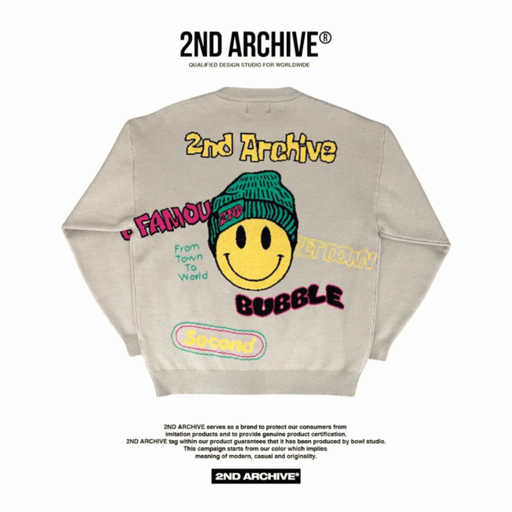 【一口價$408/件】🇰🇷韓國直送🇰🇷 2ND ARCHIVE Smile Beanie Knit Sweater 2ND ARCHIVE
