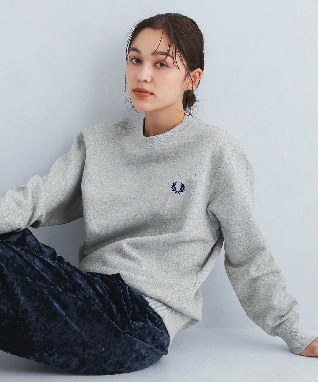FRED PERRY logo embroidery crew neck sweatshirt