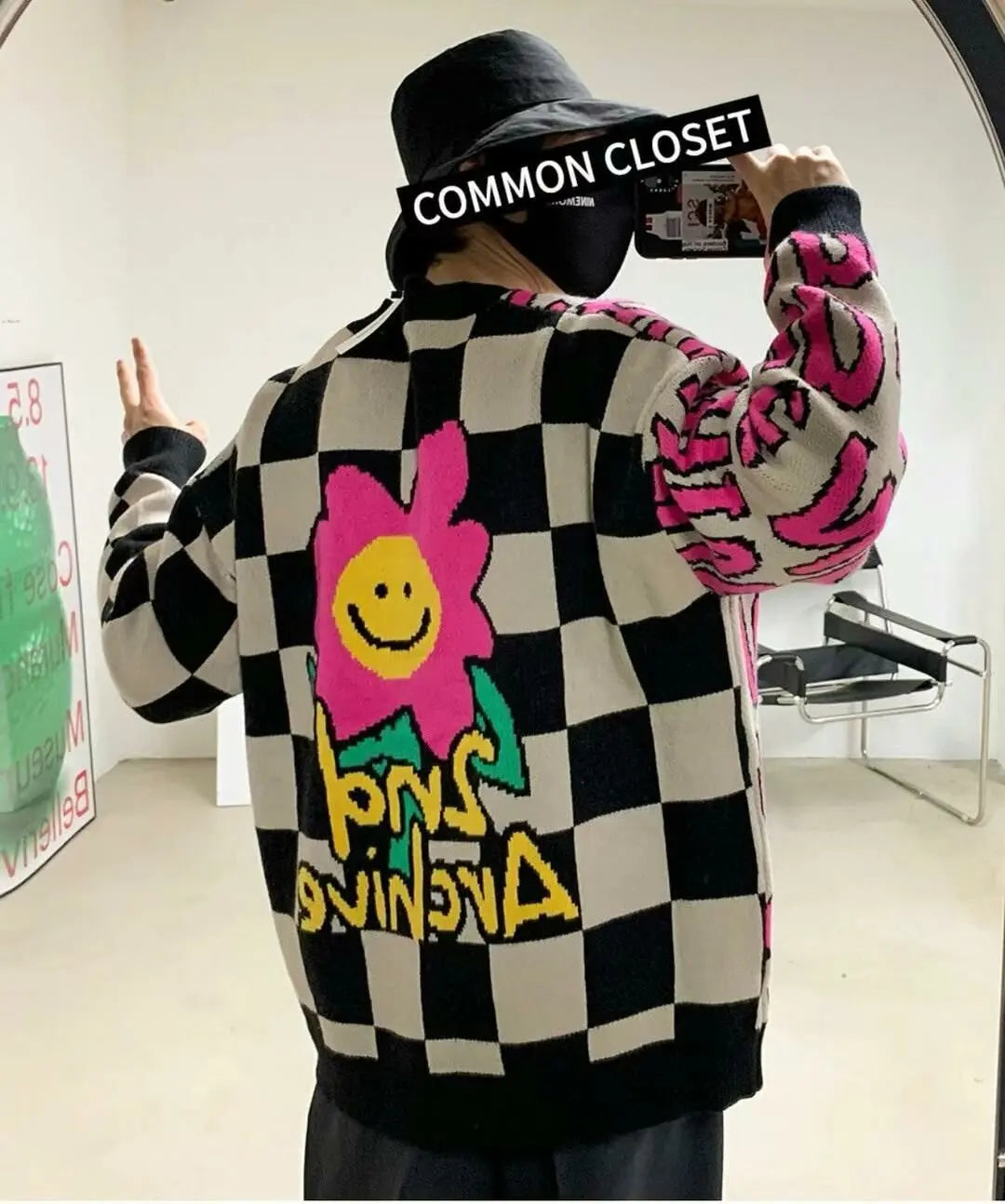 【一口價$449/件】🇰🇷韓國直送🇰🇷 2ND ARCHIVE Smiley Flower Check Cardigan 2ND ARCHIVE